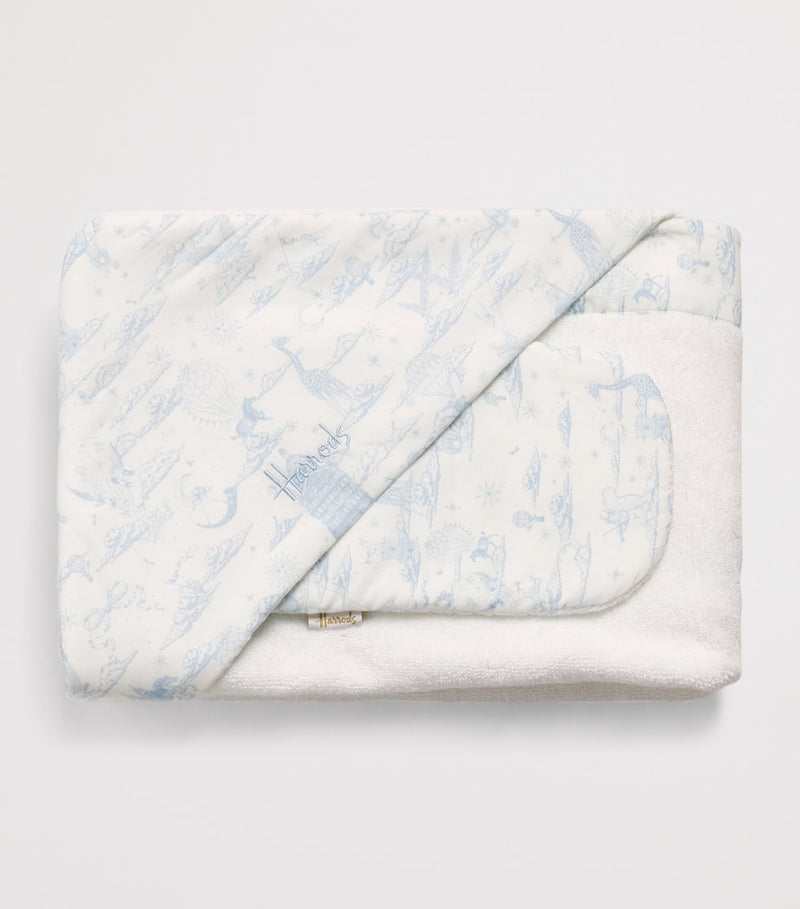 Harrods organic cotton hooded towel and wash mitt set 70cm, UK version