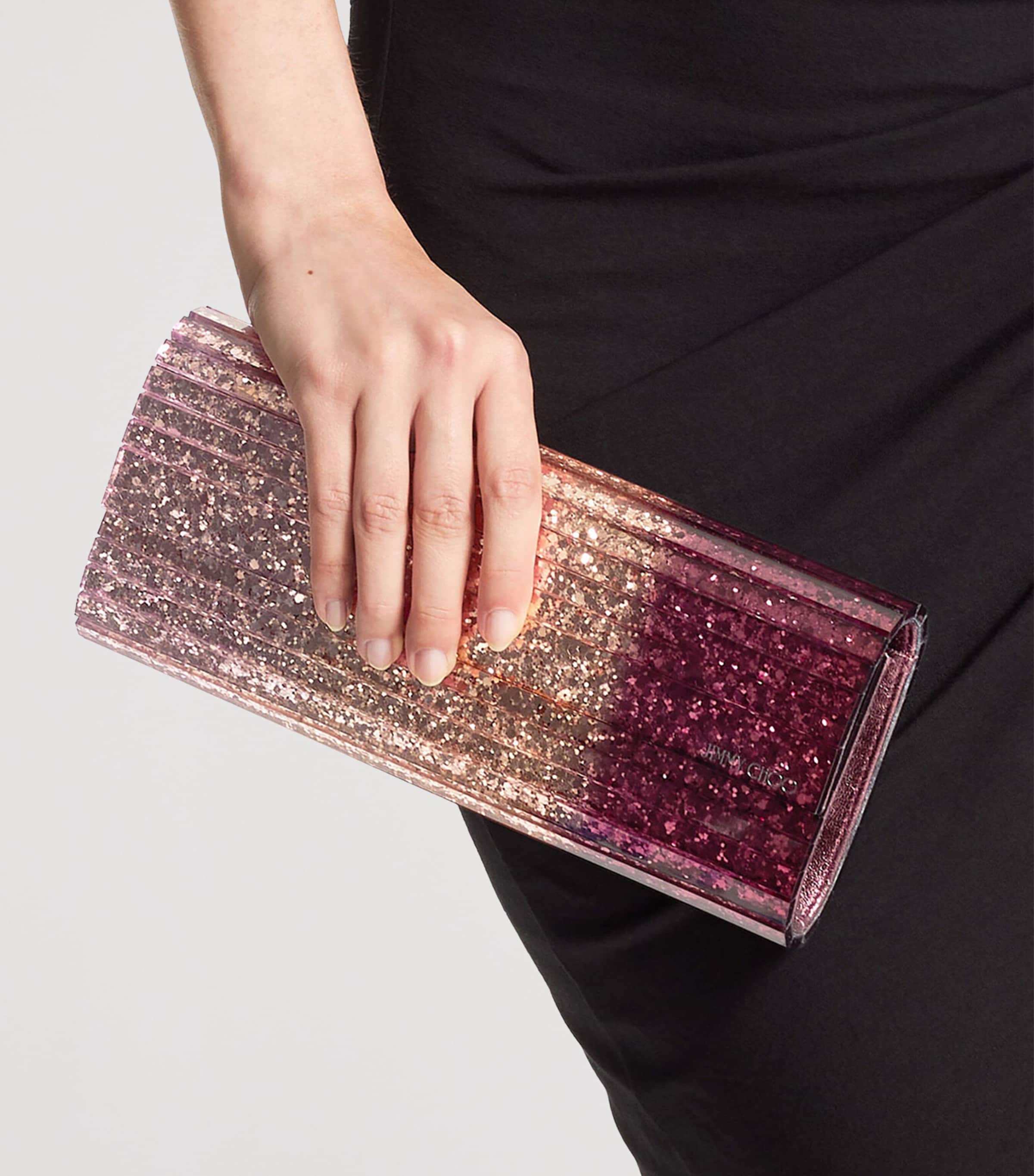 Jimmy Choo Sweetie glitter clutch bag ombré design (British brand)