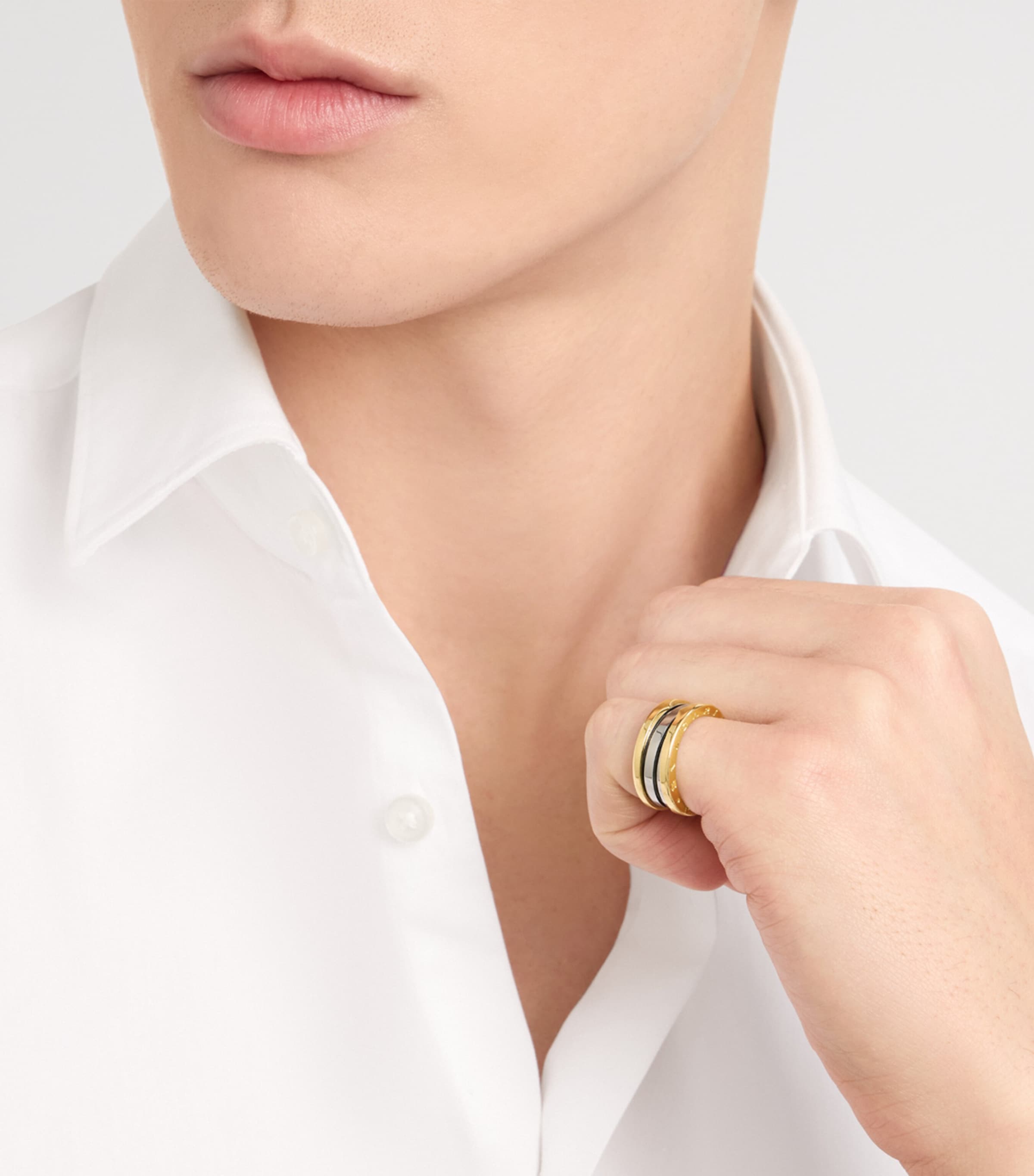 Bague Bvlgari B.zero1 deux bandes or jaune acier inoxydable - Produit britannique