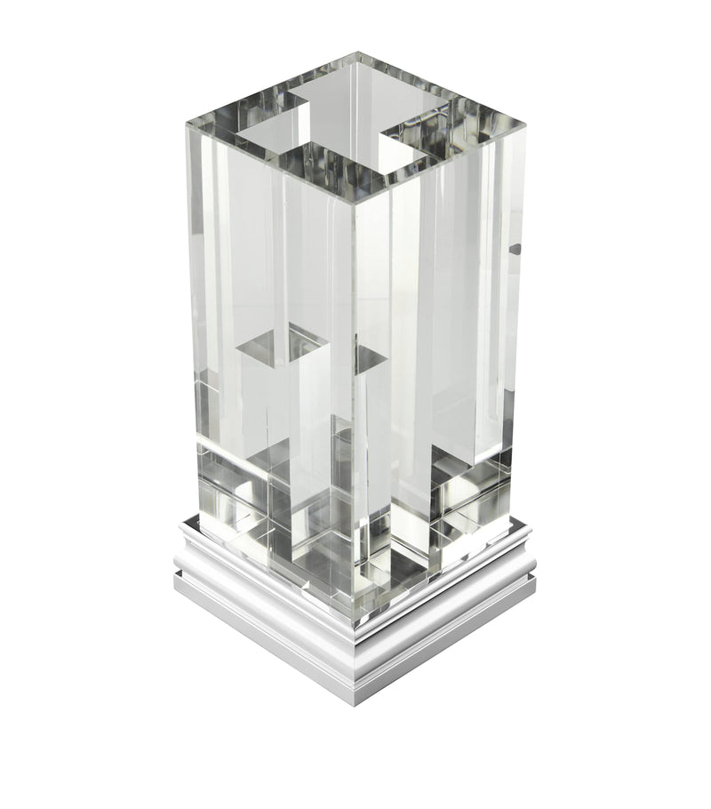 Christofle clear glass perspective vase, 28.5cm height - British product