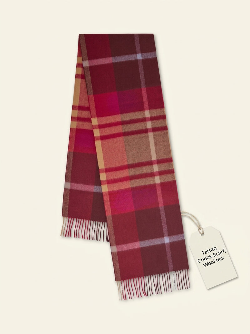 Mulberry Schal aus Merinostrickwolle mit kleinem Karomuster - Britisches Produkt