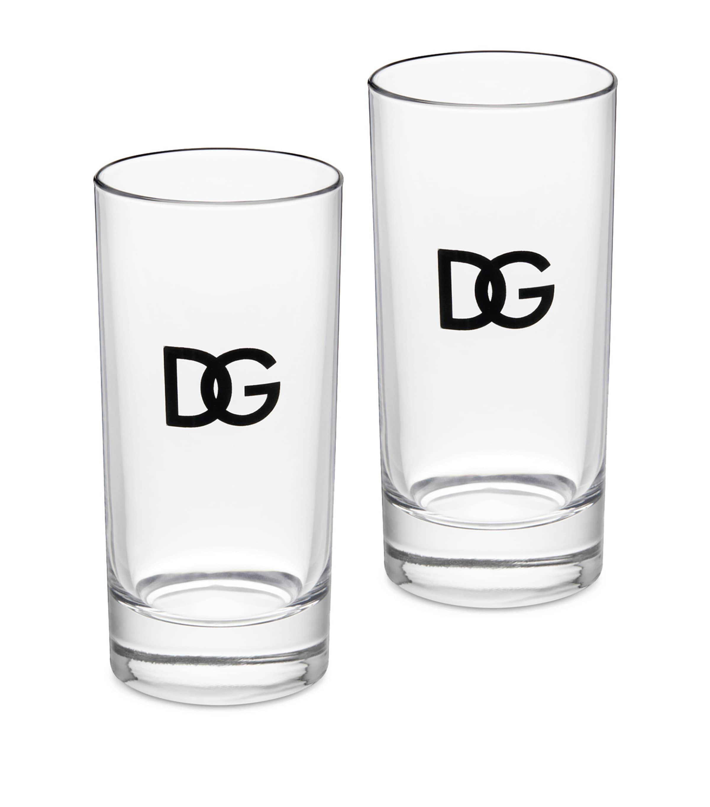 Dolce&Gabbana set of two logo glasses, 14cm tall - British product