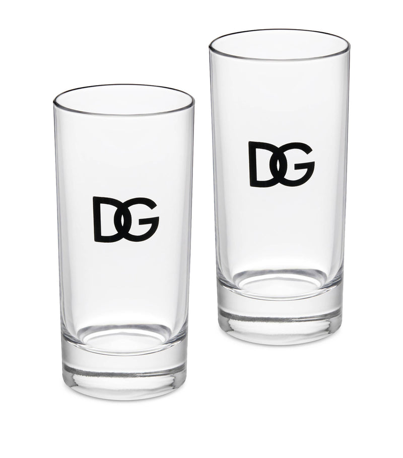 Dolce&Gabbana set of two logo glasses, 14cm tall - British product