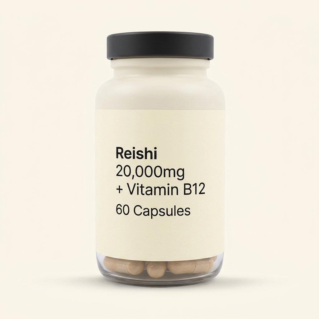 Holland & Barrett Reishi supplement 20000mg 60 capsules, UK version