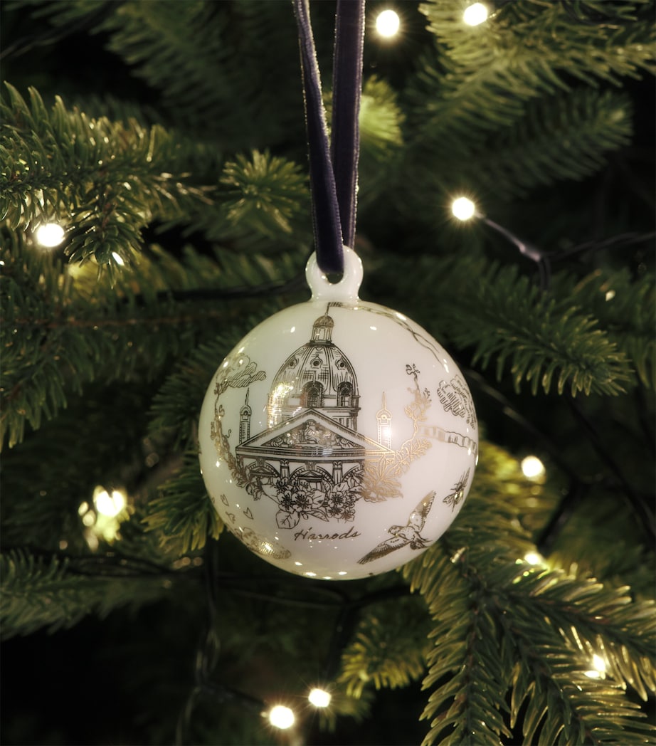 Harrods bauble gold toile print 12cm, UK version
