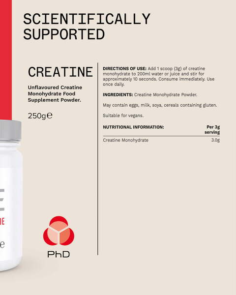PhD micronised creatine powder 250g (British brand)