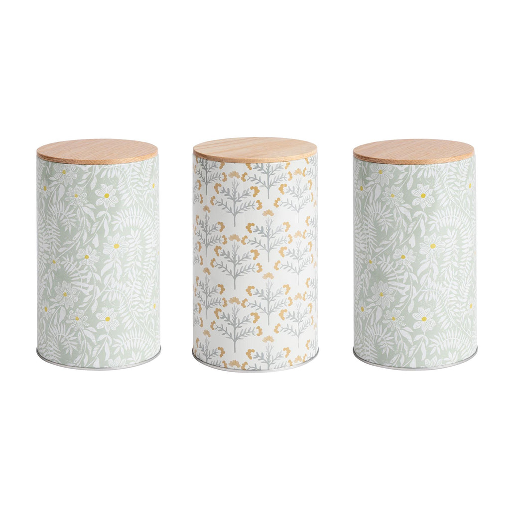 Habitat Country Tin Canisters With Oak Lid Set of 3