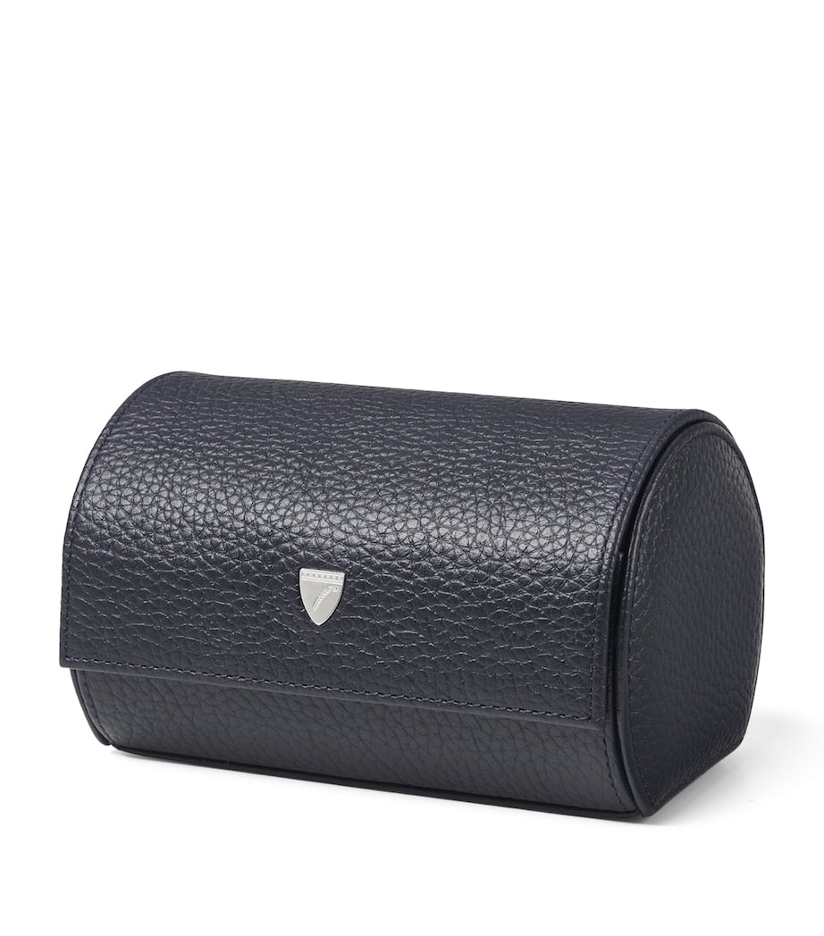 Aspinal Of London grained leather double watch box - British product