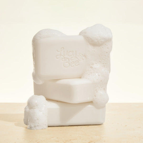Lucy Bee organic fragrance-free soap bars, UK version