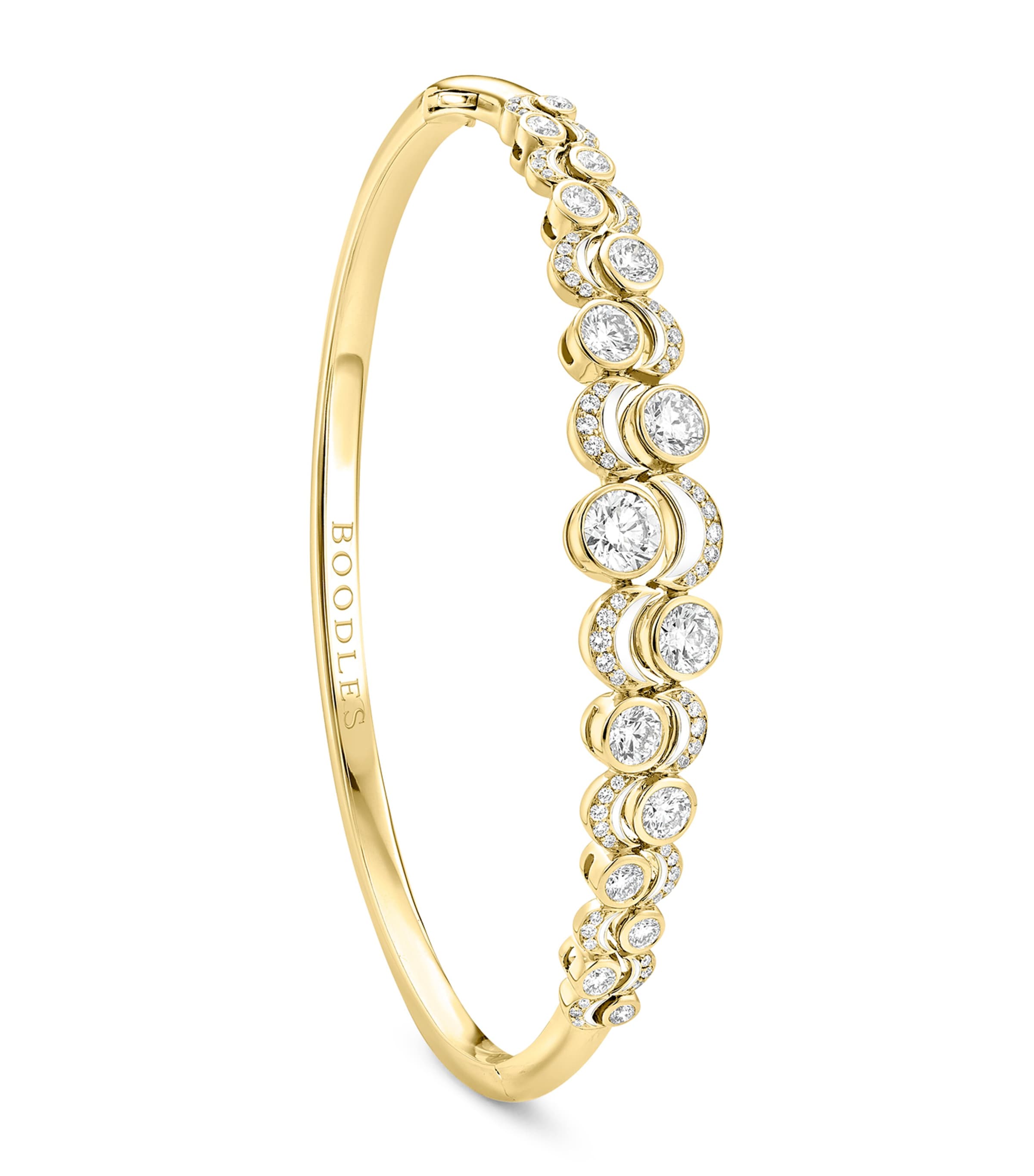 Boodles yellow gold diamond bangle Over the Moon, imported from the UK