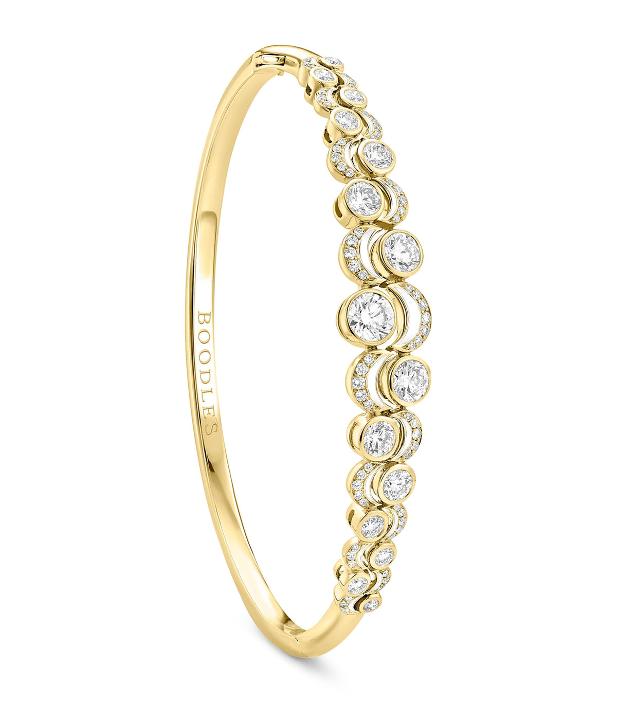 Boodles yellow gold diamond bangle Over the Moon, imported from the UK