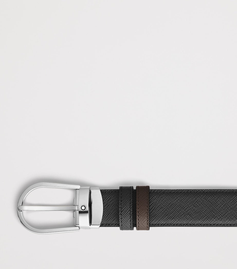 Montblanc reversible leather belt with horseshoe buckle - British product
