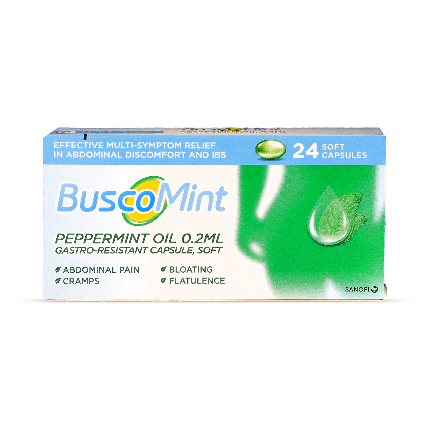Buscomint peppermint oil capsules 0.2ml 24 count - British product