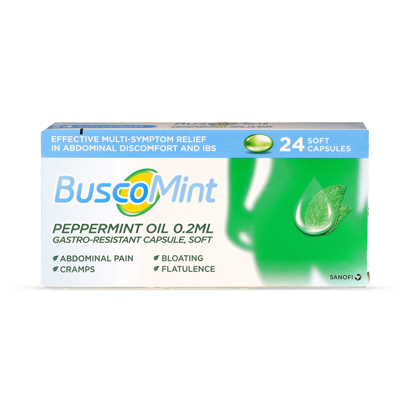 Buscomint peppermint oil capsules 0.2ml 24 count - British product