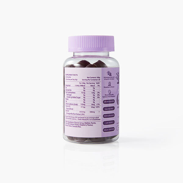 Myga ashwagandha gummies raspberry flavour, imported from the UK