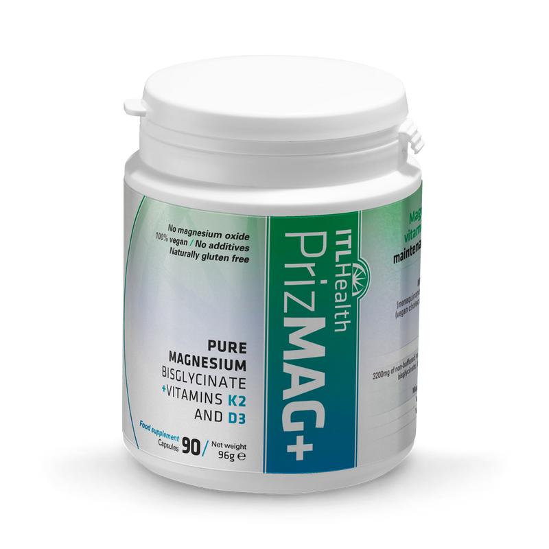 PrizMAG magnesium bisglycinate supplement 90 capsules, imported from the UK