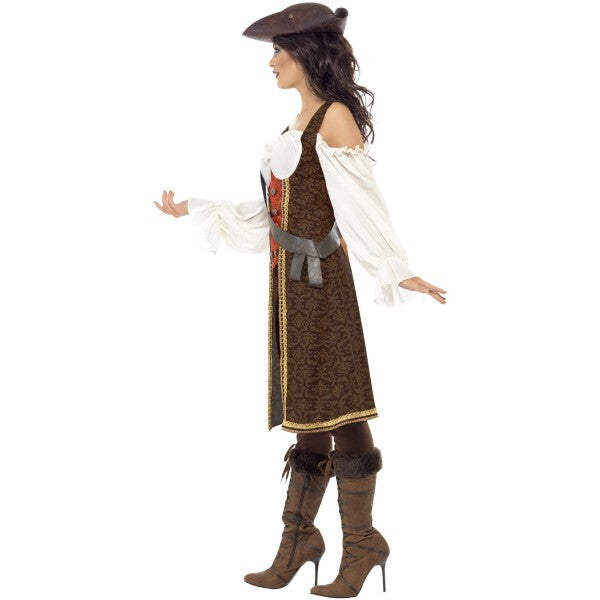 Smiffys High Seas pirate wench costume brown dress trousers baldric, imported from the UK