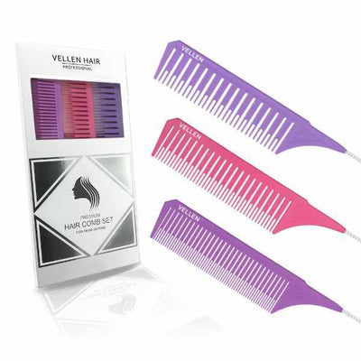 Superdrug Vellen Weave Tail Comb Purple/Rose/Violet Hair Styling Comb Pack of 3- Buy online at McGrocer