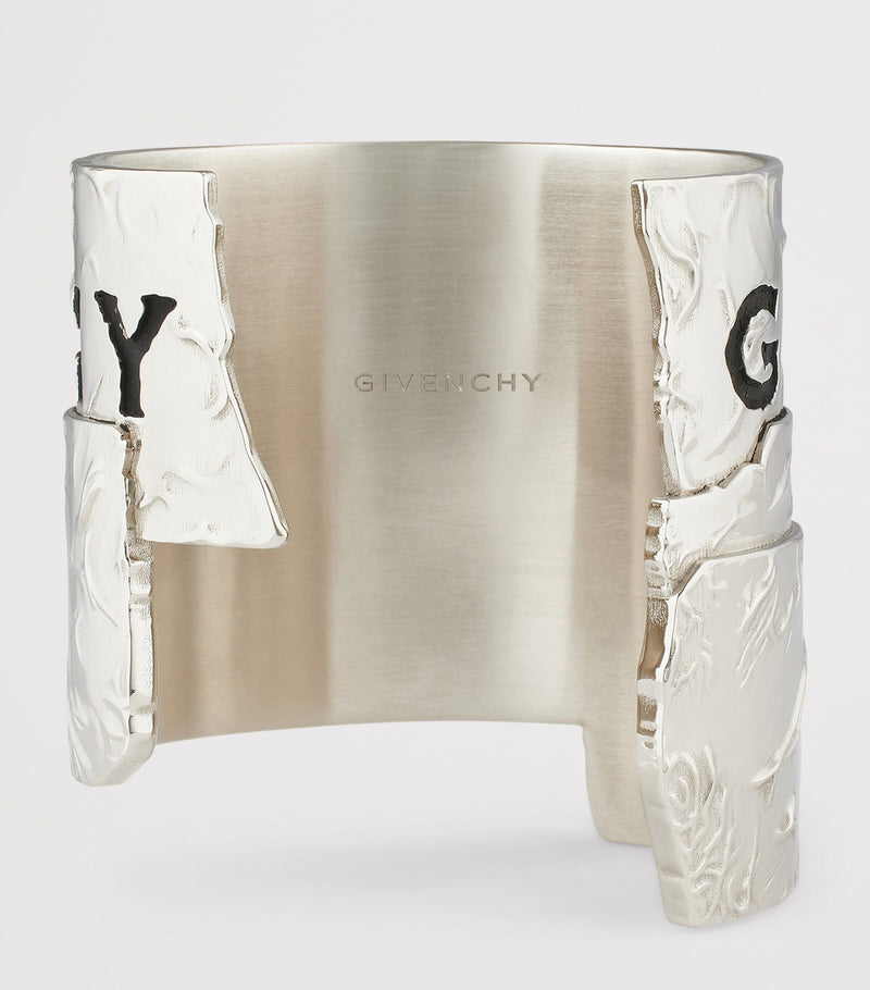 Givenchy tape cuff bracelet with distressed brass finish, imported from the UK