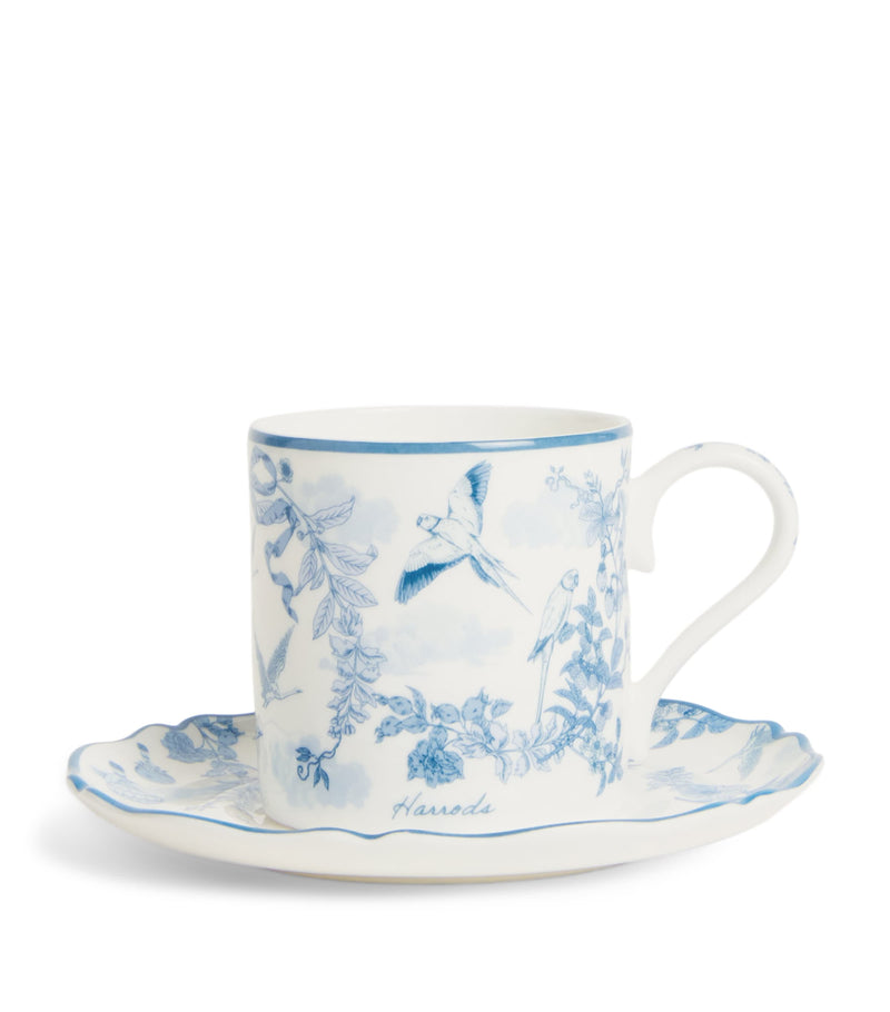 Harrods fine bone china Toile espresso cup and saucer, UK version