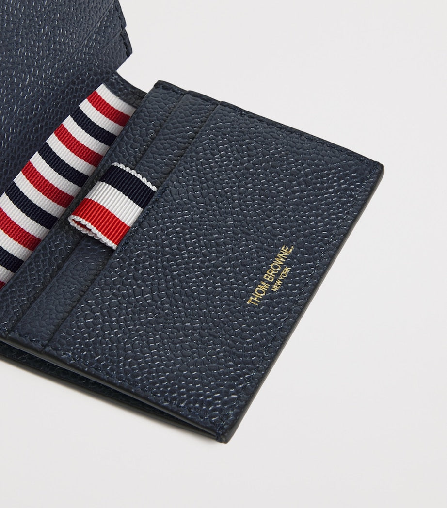 Thom Browne leather double card holder with gold foil logo - (British brand)