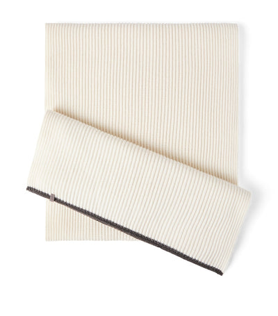 Harrods Brunello Cucinelli Cashmere Ribbed Monili-Detail Scarf- Buy online at McGrocer