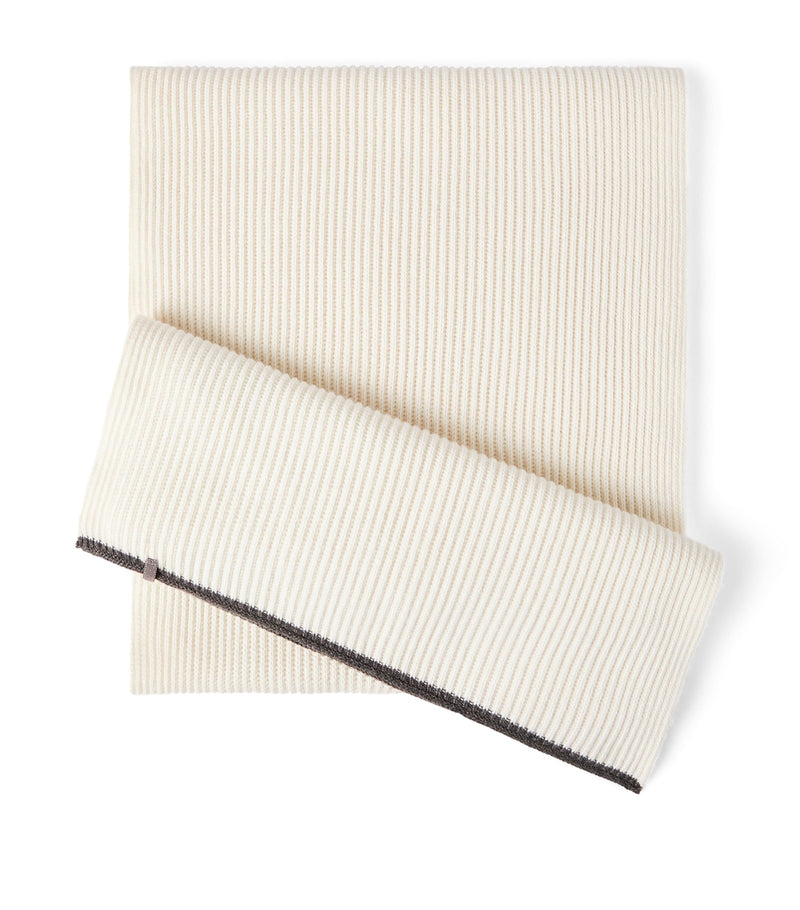 Cashmere Ribbed Monili-Detail Scarf