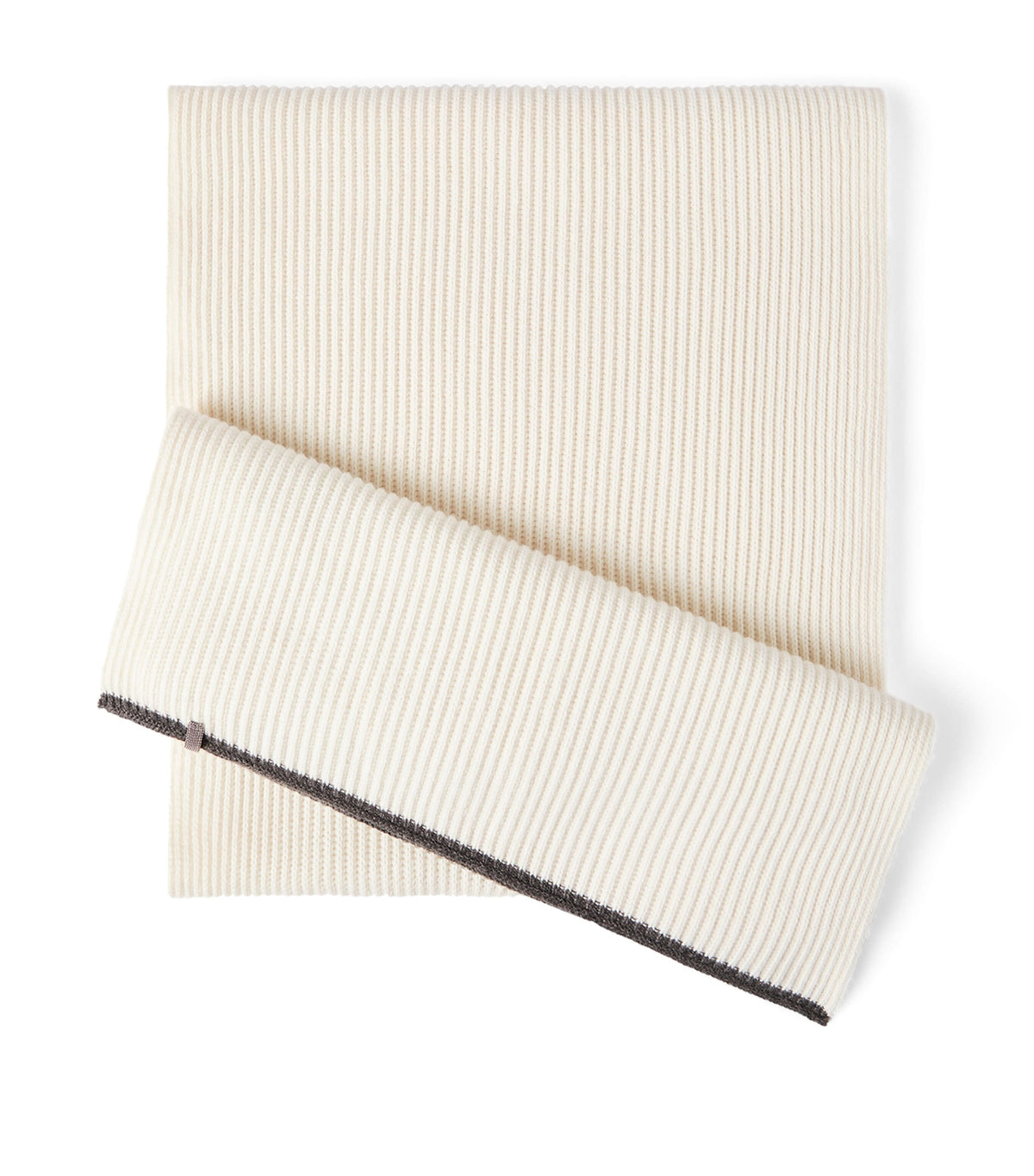 Cashmere Ribbed Monili-Detail Scarf