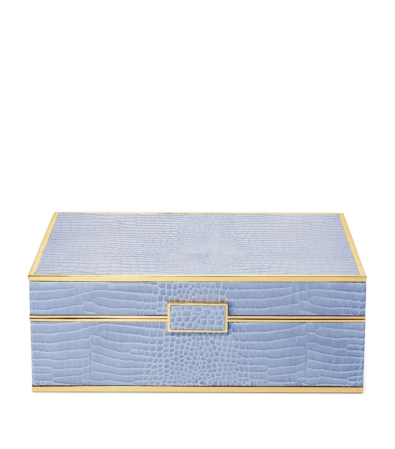 Aerin large leather croc-embossed jewellery box - British product