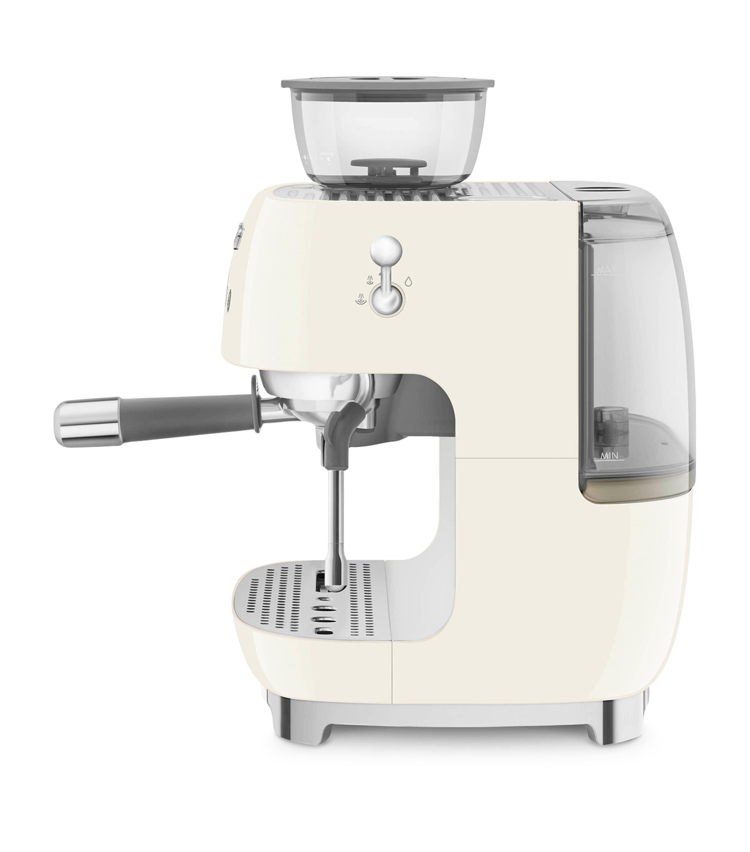 Smeg espresso coffee machine with grinder, retro design - British product
