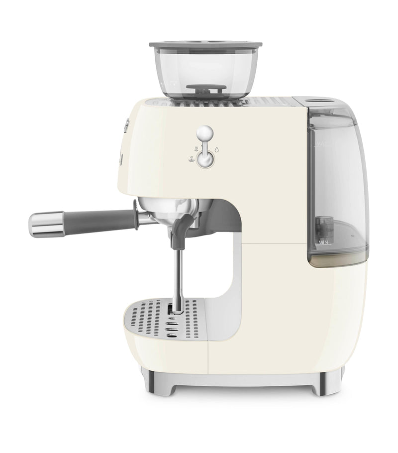 Smeg espresso coffee machine with grinder, retro design - British product