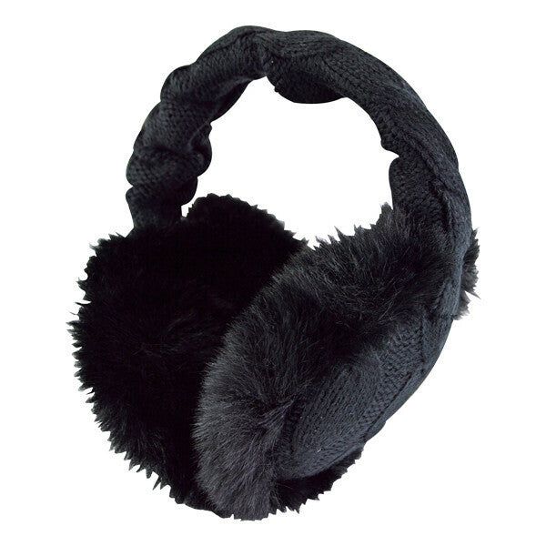 Heat Holders Ladies Knit Thermal Ear Muffs with Faux Fur GOODS Superdrug Black  