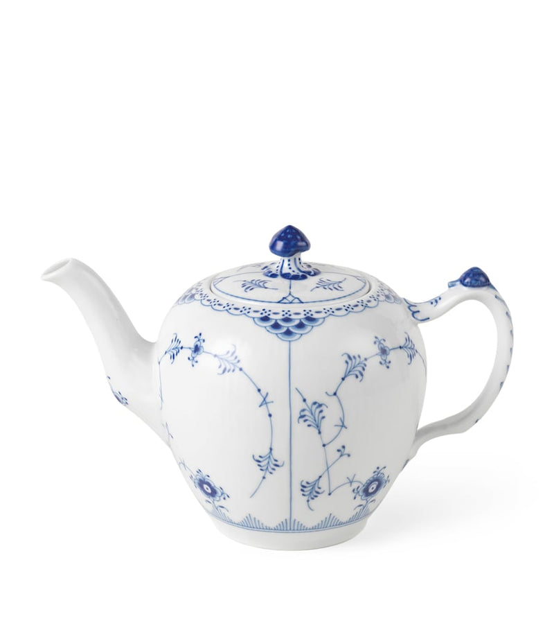 Royal Copenhagen Blue Fluted Plain Half Lace teapot 700ml, imported from the UK
