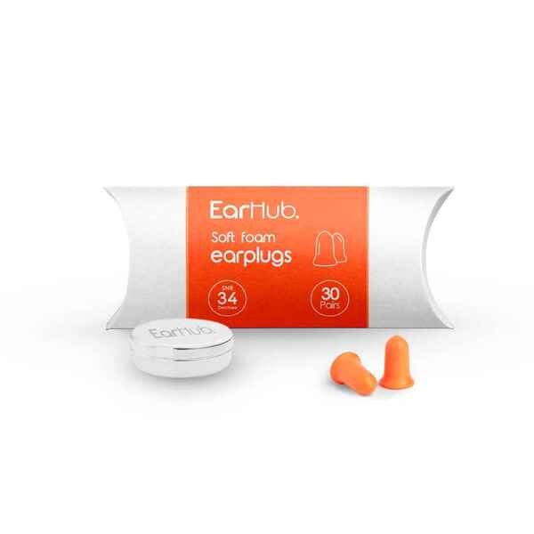 EarHub Premium Orange Soft Foam Earplugs 30 Pair