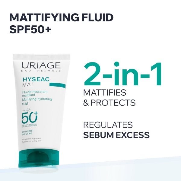 Uriage Hyseac mattifying fluid SPF50+ 50ml, imported from the UK