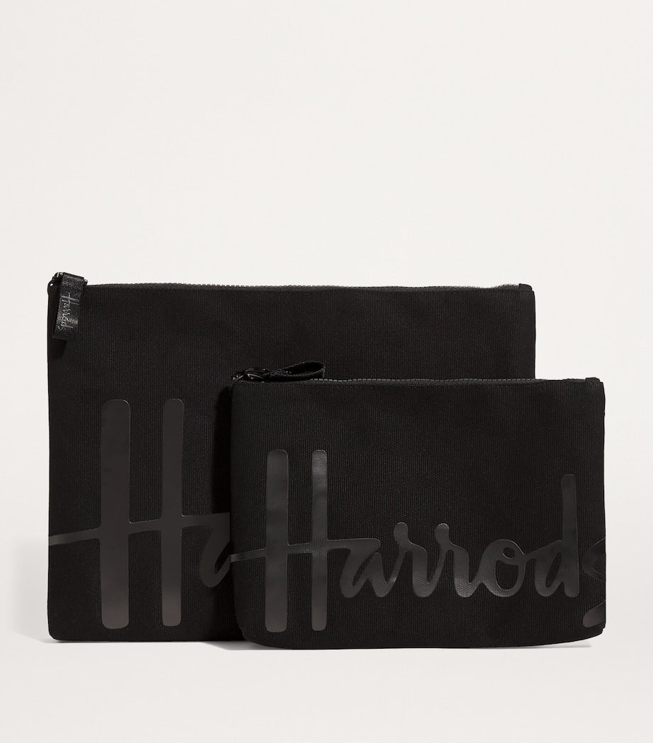 Harrods Medium Cotton Logo Pouch, UK version