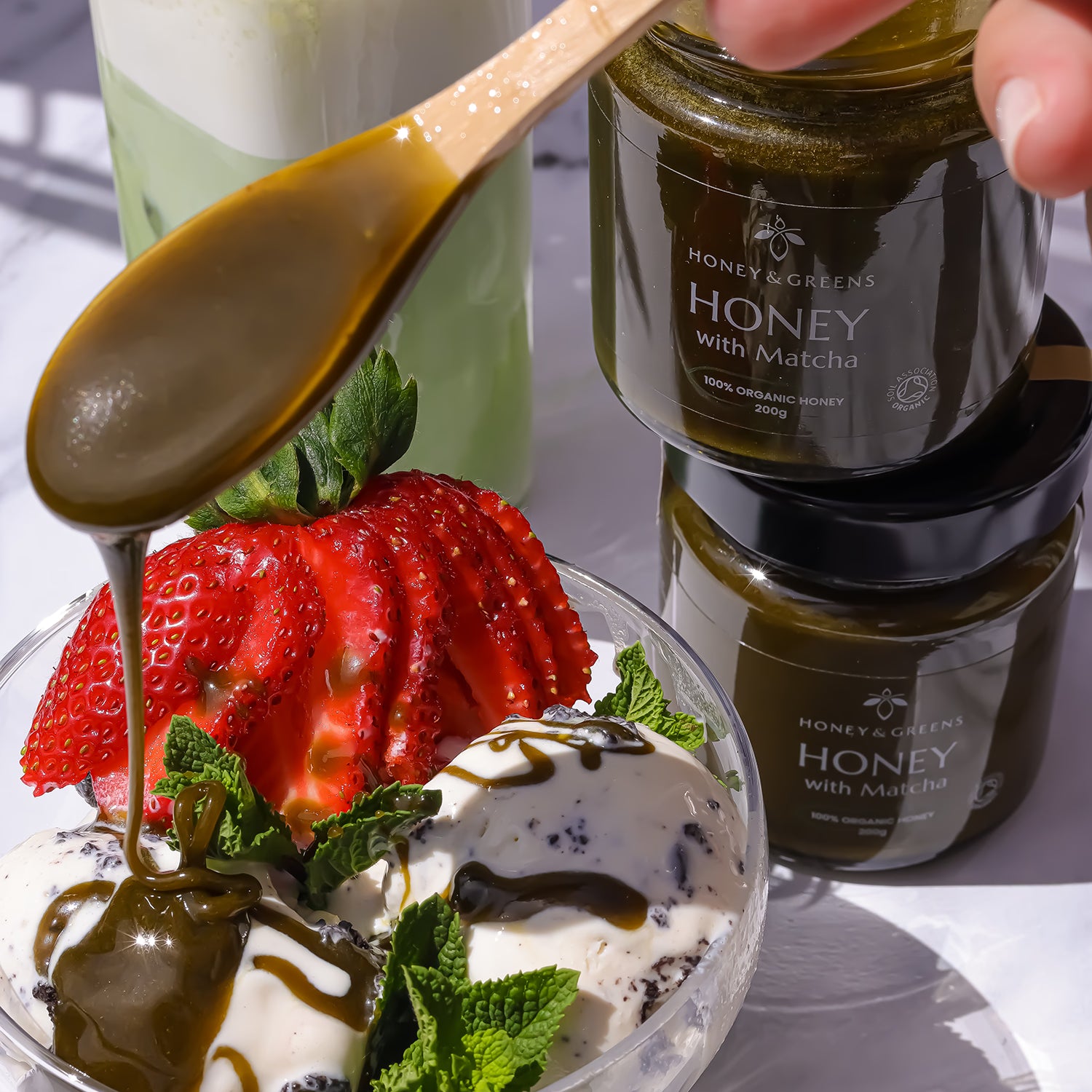Honey & Greens organic honey matcha 200g, UK version