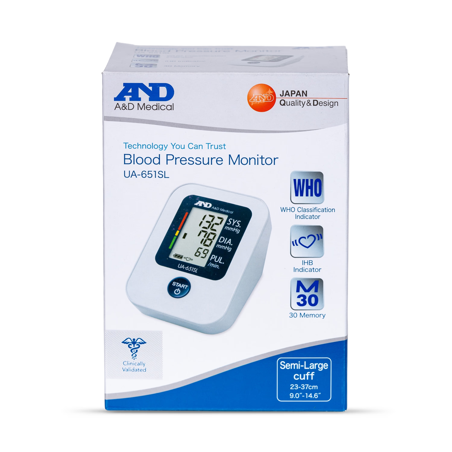 A&D Medical UA651SL upper arm blood pressure monitor, imported from the UK