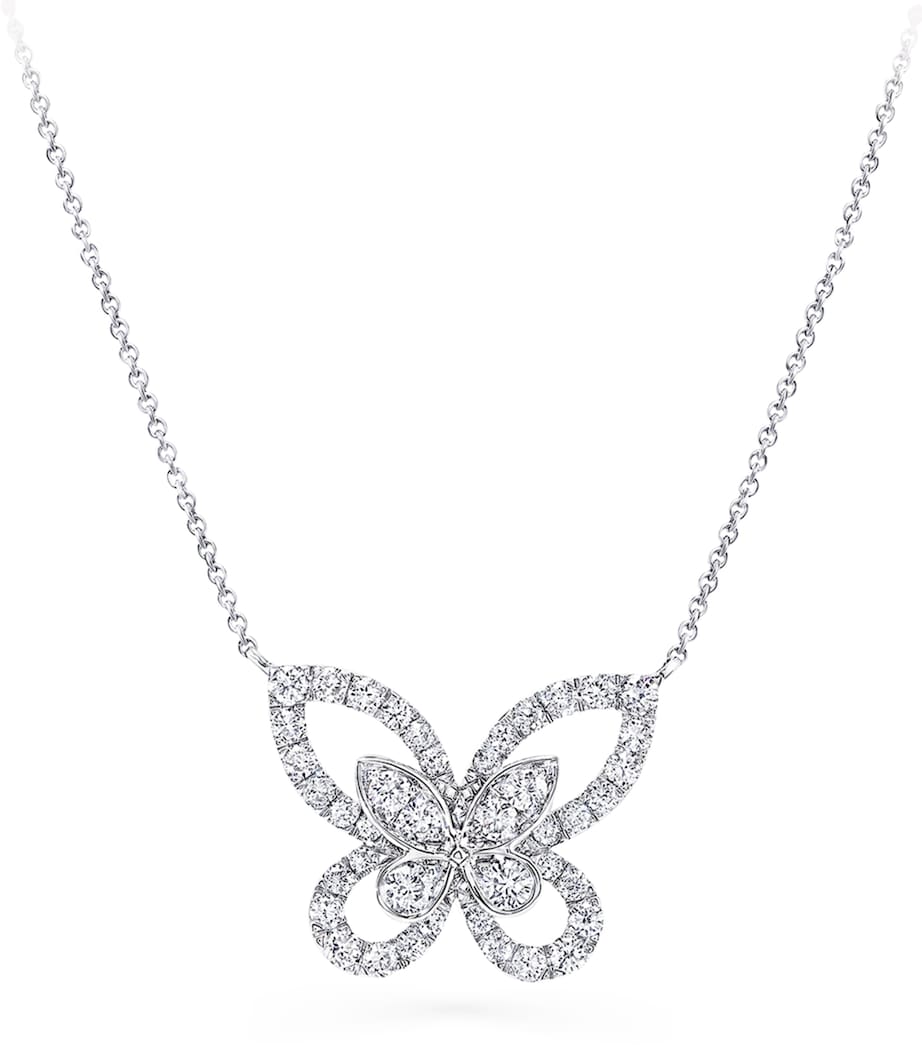 Graff white gold diamond butterfly necklace 46cm, UK version