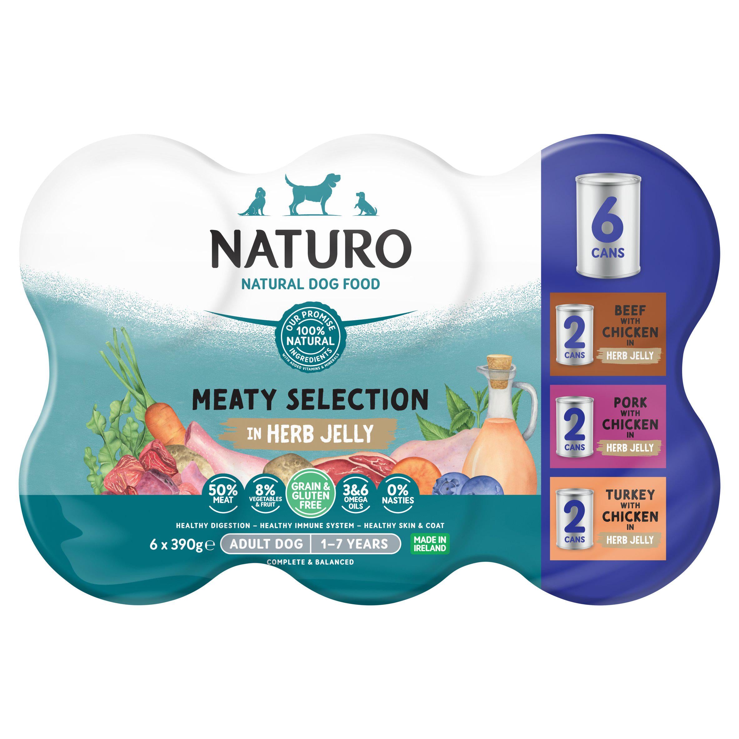 Naturo Natural Pet Food Herb Jelly Adult Dog 1 to 7 Years 6x390g GOODS Sainsburys   