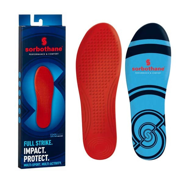 Sorbothane Full Strike shock-absorbing insoles, imported from the UK