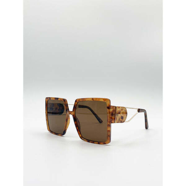 SVNX oversized square sunglasses tortoise shell brown lenses UK version