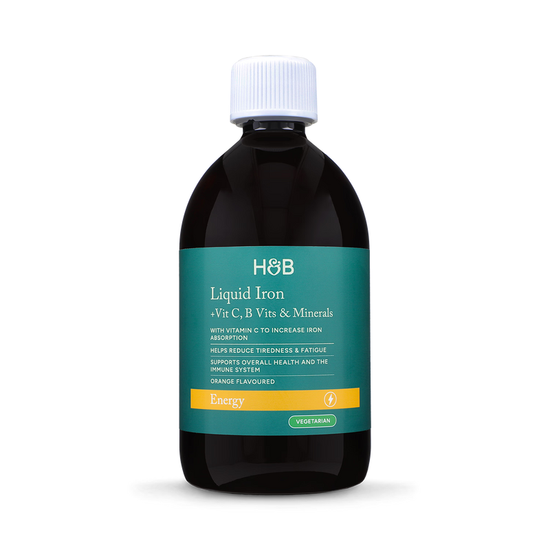Holland & Barrett liquid iron supplement orange flavour 500ml, UK version