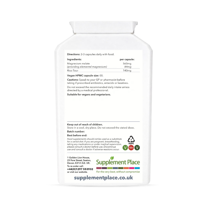 Supplement Place magnesium malate 560mg 120 capsules (British brand)