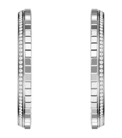 Harrods Chopard White Gold and Diamond Ice Cube Hoop Earrings- Buy online at McGrocer