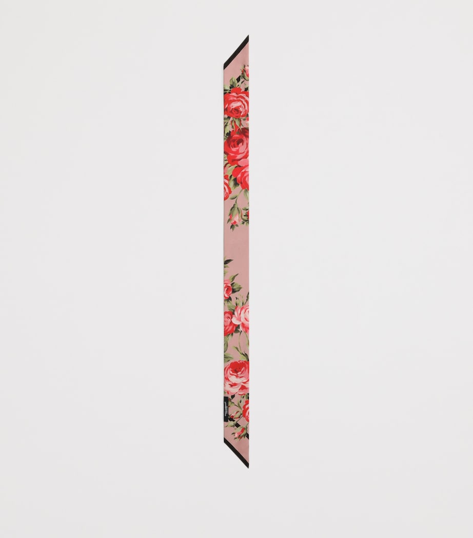 Dolce&Gabbana skinny silk floral scarf 100cm x 6cm, imported from the UK