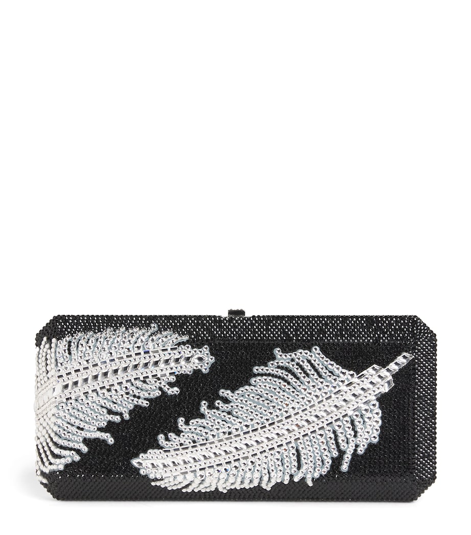 Judith Leiber crystal feather clutch bag with chain strap (British brand)