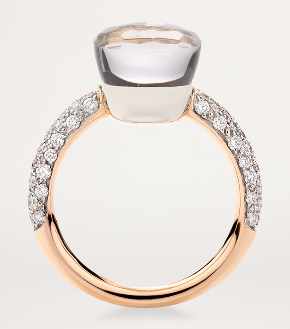 Pomellato Nudo Classic ring rose gold diamond topaz, imported from the UK