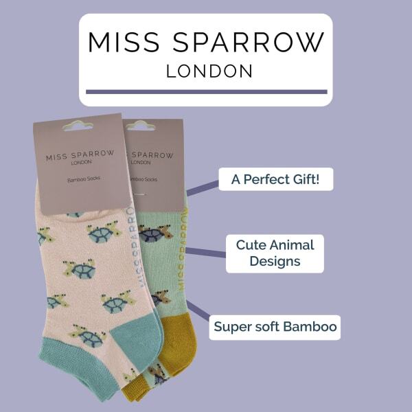 Miss Sparrow 2 Pair Bamboo Trainer Socks, imported from the UK
