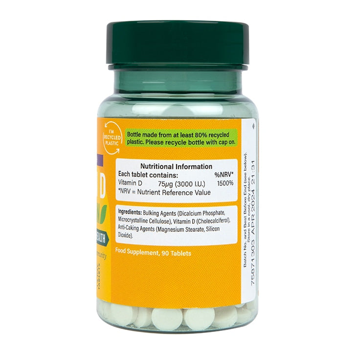 Holland & Barrett Vegan Vitamin D 3000 I.U. 75ug 90 Tablets GOODS Holland&Barrett   